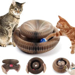 Load image into Gallery viewer, Round Magic Cat Scratching Board with Ball – Claw Care &amp; Play
