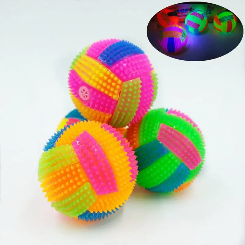 Glowing LED Dog Ball Toy Bouncy Chew Molar Interactive Light Ball for Pets