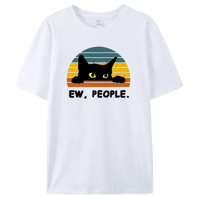 Cozy Cat Printed T-Shirt - High Quality Cotton Anime Tee Unisex