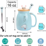 Load image into Gallery viewer, Kawaii Tea Cup - Cute Cat Ceramic Mug with Kitty Lid &amp; Spoon 16oz
