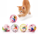 Load image into Gallery viewer, Cat Feather Wand with Bell &amp; Mouse Cage - Interactive Teaser Toy
