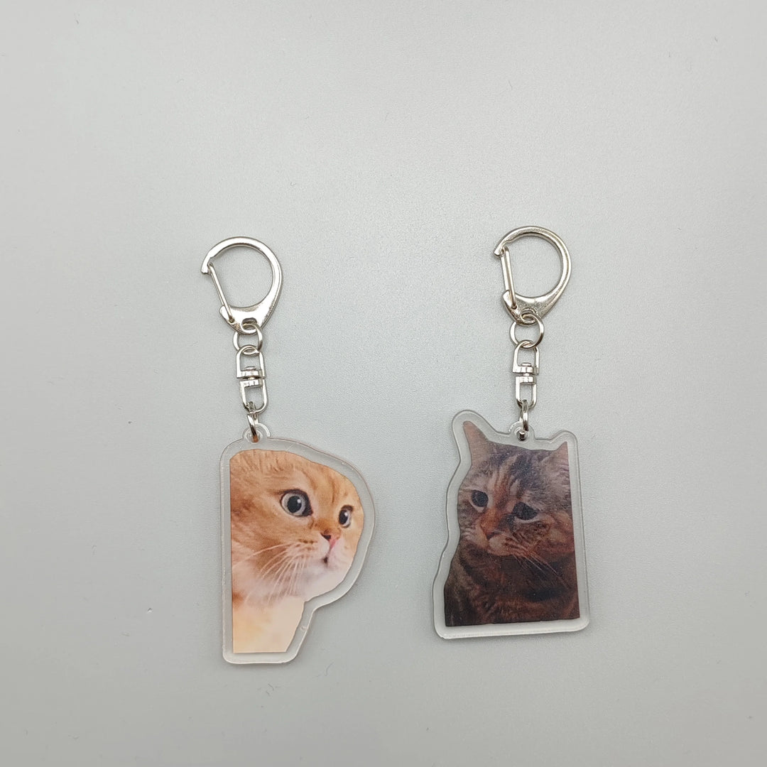 Women's Bag Pendant - Cute Two Cats Talking Meme Keychain Gift