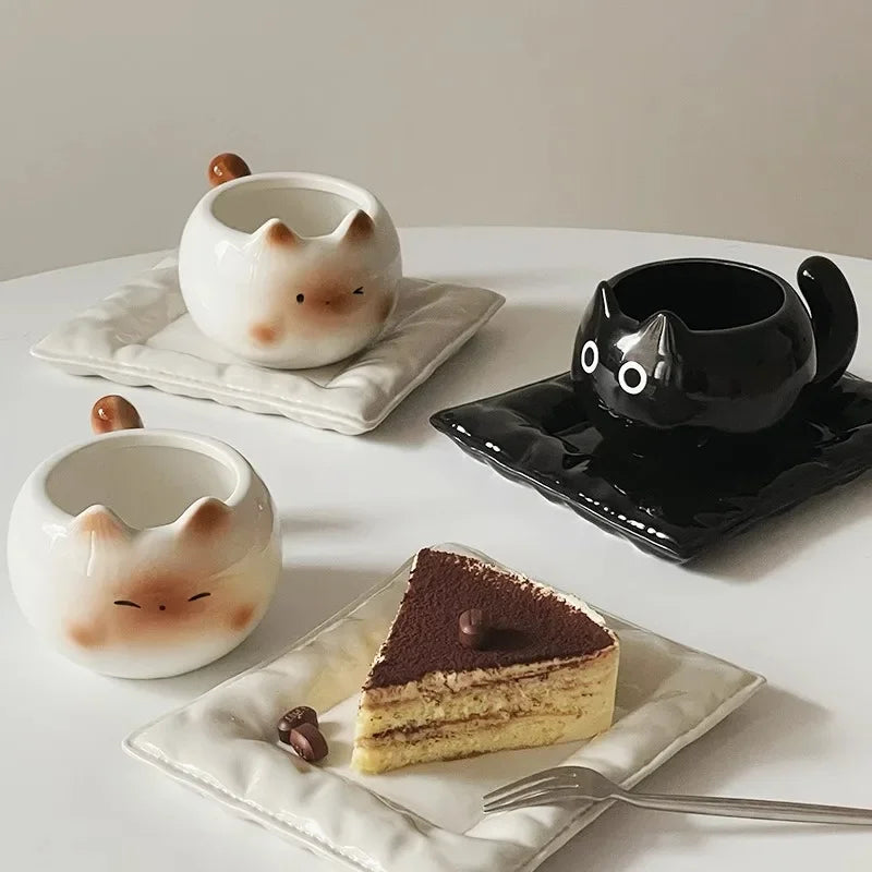 Ceramic Cat Shaped Mug - Cute Siamese Coffee Cup Birthday Gift