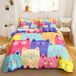 Load image into Gallery viewer, Cute Cat Single-Sided Printed Bedding Set - Cartoon Duvet Cover Set
