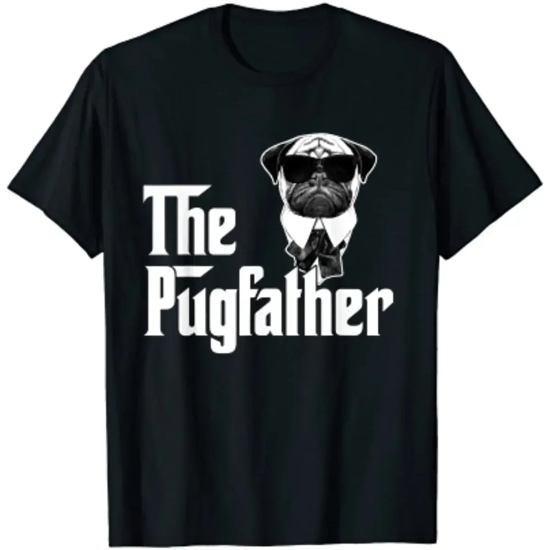 Funny Pugfather T-Shirt – Dog Lover Father's Day Gift Casual Cotton Tee