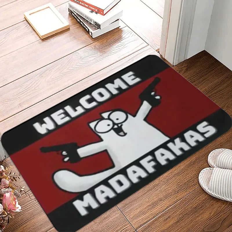 MADAFAKAS Cat Pattern Carpet - Non-Slip Outdoor Doormat Entrance Rug