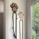 Load image into Gallery viewer, Paw Print Wooden Dog Leash Hanger - Wall Hook for Collars &amp; Coats
