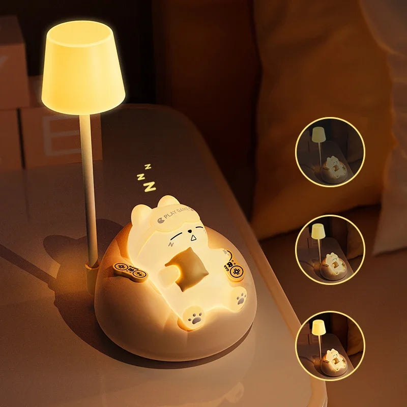 Cute Cat Night Light - Rechargeable Silicone Children's Sleeping Lamp