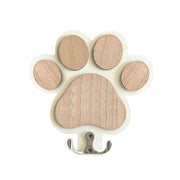 Paw Print Wooden Dog Leash Hanger - Wall Hook for Collars & Coats
